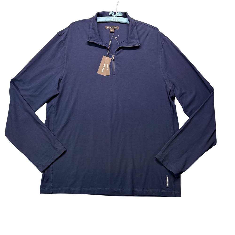 Michael Kors  Stretch Quarter Zip Pullover XL NEW Quiet Luxury Preppy